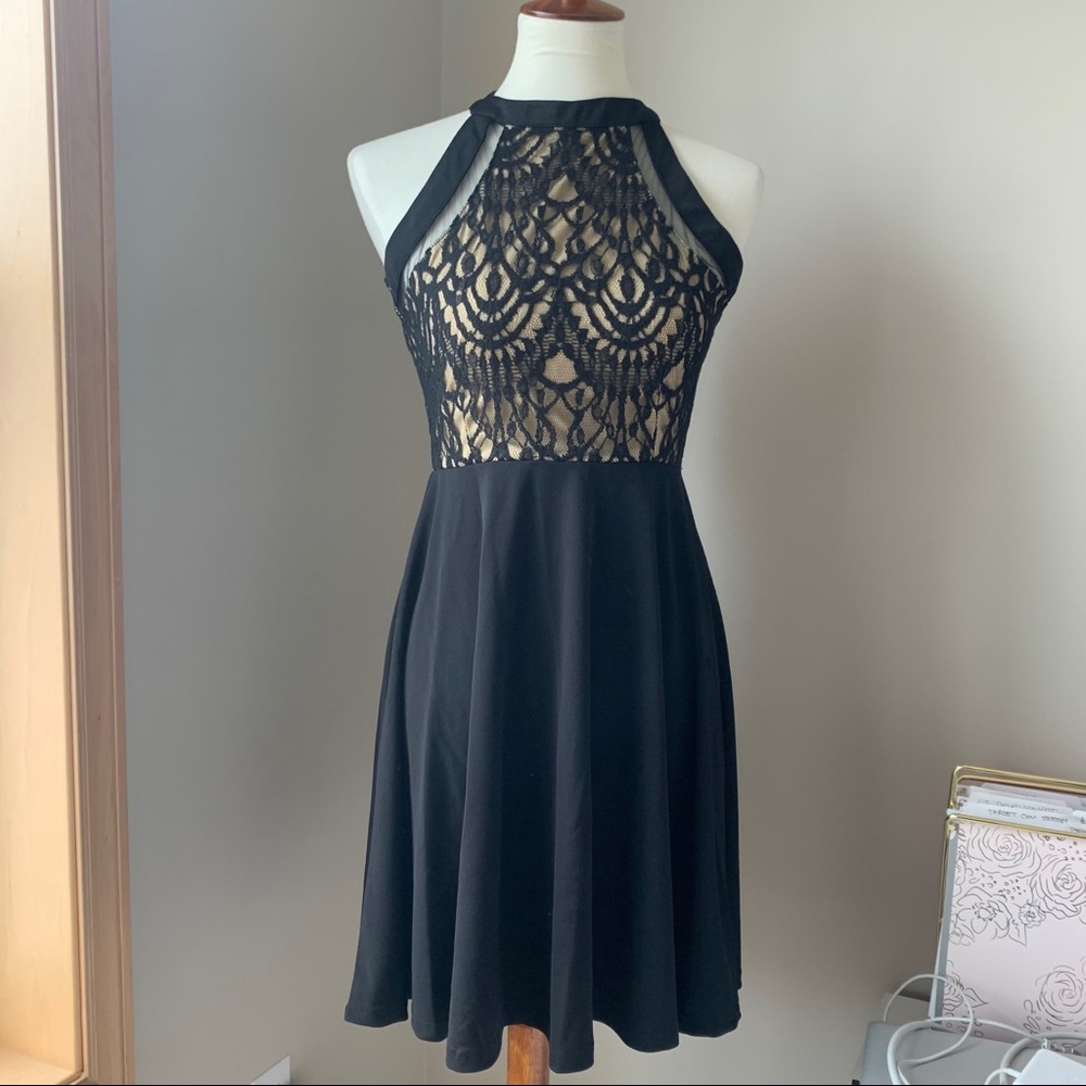 High Neck Black Lace Dress